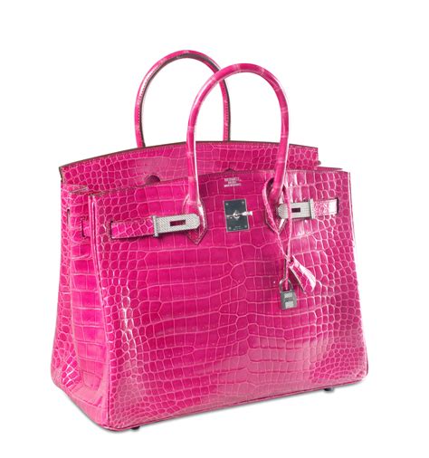 Hermès Shiny Fuchsia Porosus Crocodile Diamond Birkin 35